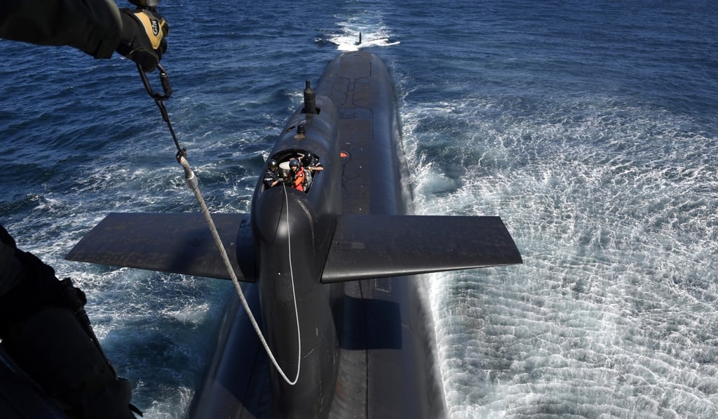 This photograph taken at sea on July 4, 2017, shows a general view of submarine Le Terrible during a visit by French President Emmanuel Macron to the vessel. Photo: AFP