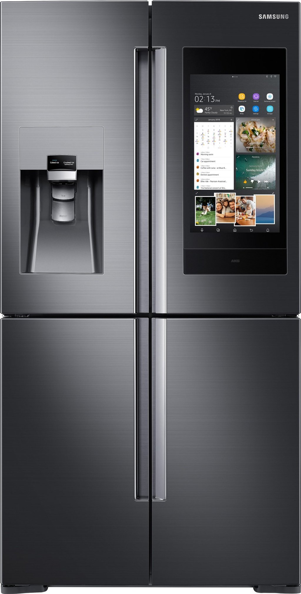 Samsung’s latest Family Hub refrigerator has a range of smart features and is integrated with its SmartThings IoT ecosystem.