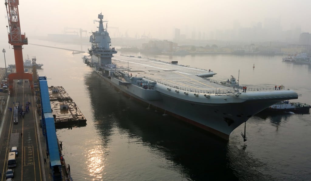 China's first domestically developed aircraft carrier departs Dalian, China. Photo: Reuters