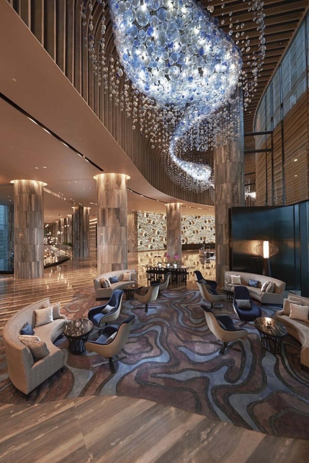 The hotel’s lobby.