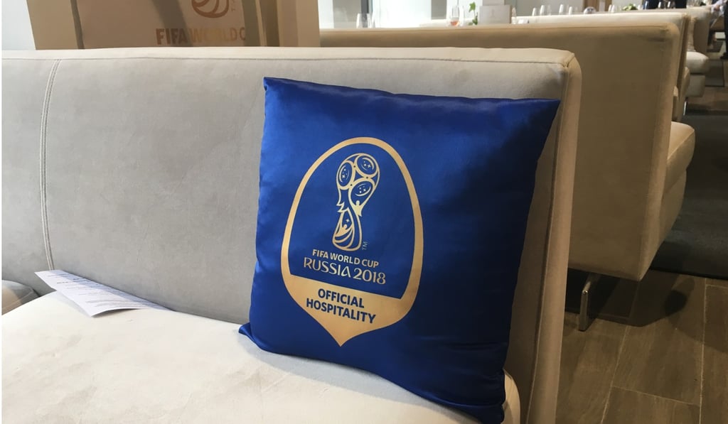 A cushion in the hospitality area at the 2018 World Cup final. Photo: Michael Church