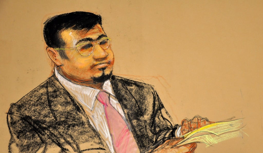 Maryland-educated Majid Khan, now 38, seen in this artist rendering at his guilty plea at the US Navy base at Guantanamo Bay in 2012. Artwork: Janet Hamlin / TNS Maryland-educated Majid Khan, now 38, seen in this artist rendering at his guilty plea at the US Navy base at Guantanamo Bay in 2012. Artwork: Janet Hamlin / TNS