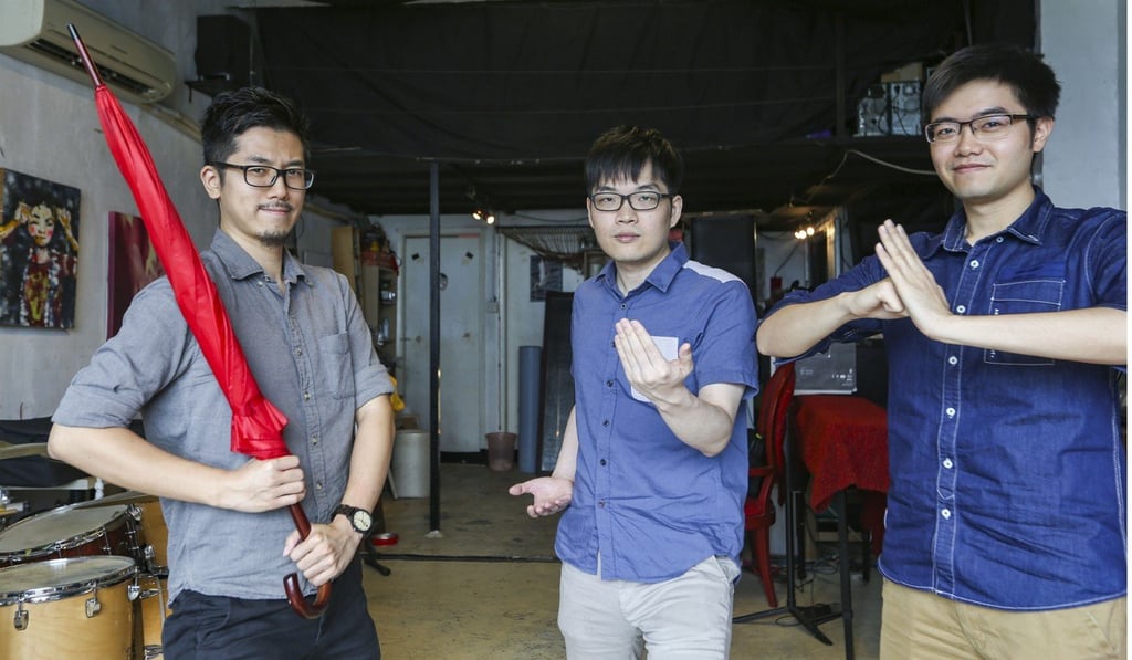 From left: programmer Wong Yue-fai, game designer Li Kwan and programmer Wong Chun-pang, in Fo Tan. Photo: Xiaomei Chen