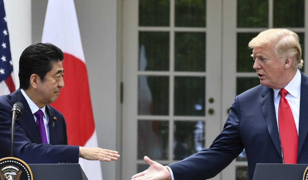 US President Donald Trump, seen here with Japanese Prime Minister Shinzo Abe, has no qualms criticising allies such as Japan. Photo: AFP/ Nicholas Kamm US President Donald Trump, seen here with Japanese Prime Minister Shinzo Abe, has no qualms criticising allies such as Japan. Photo: AFP/ Nicholas Kamm