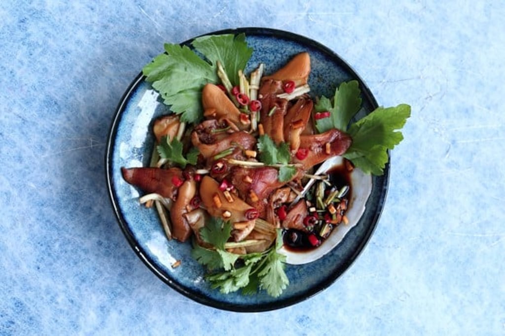Geoduck salad with Chinese celery and fresh coriander. Photo: Jonathan Wong