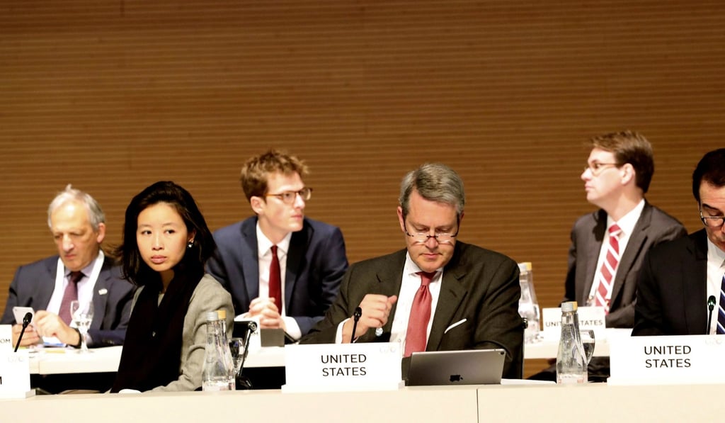 US Secretary of the Treasury, Steven Mnuchin, centre, at the G20 finance ministers meeting in Buenos Aires. Photo: EPA-EFE US Secretary of the Treasury, Steven Mnuchin, centre, at the G20 finance ministers meeting in Buenos Aires. Photo: EPA-EFE