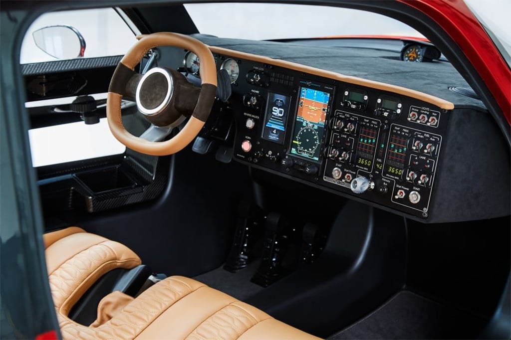The gyroplane boasts a plush full-leather interior offering flying and driving in style and comfort. Photo: PAL-V The gyroplane boasts a plush full-leather interior offering flying and driving in style and comfort. Photo: PAL-V