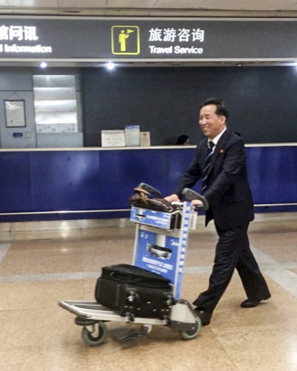 Ryu Myong-son, deputy director of the North Korean ruling Workers' Party's international affairs department, landed in Beijing on Monday. Photo: Yonhap