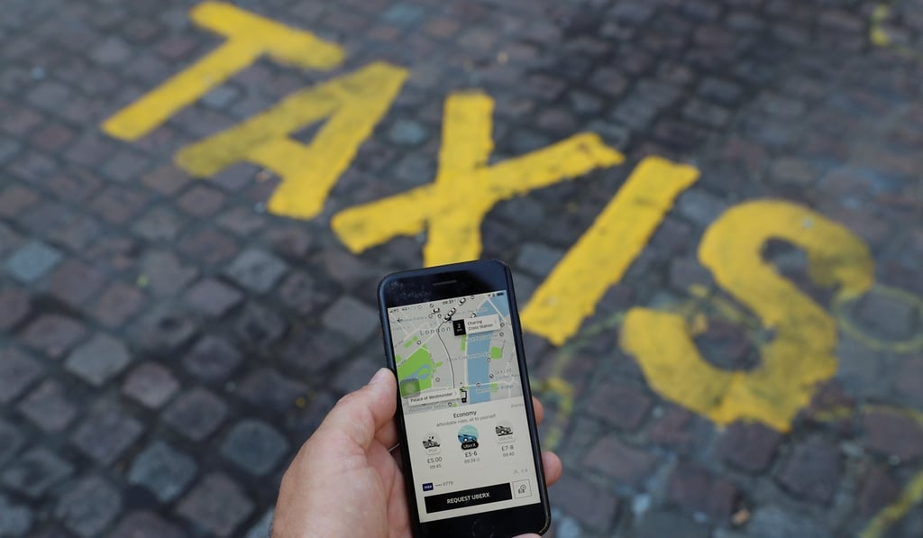 The Uber app on a mobile phone. Photo: Reuters