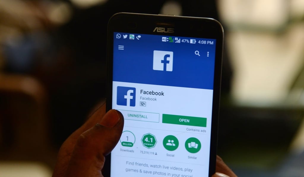 A Facebook app on a smartphone. Photo: AFP
