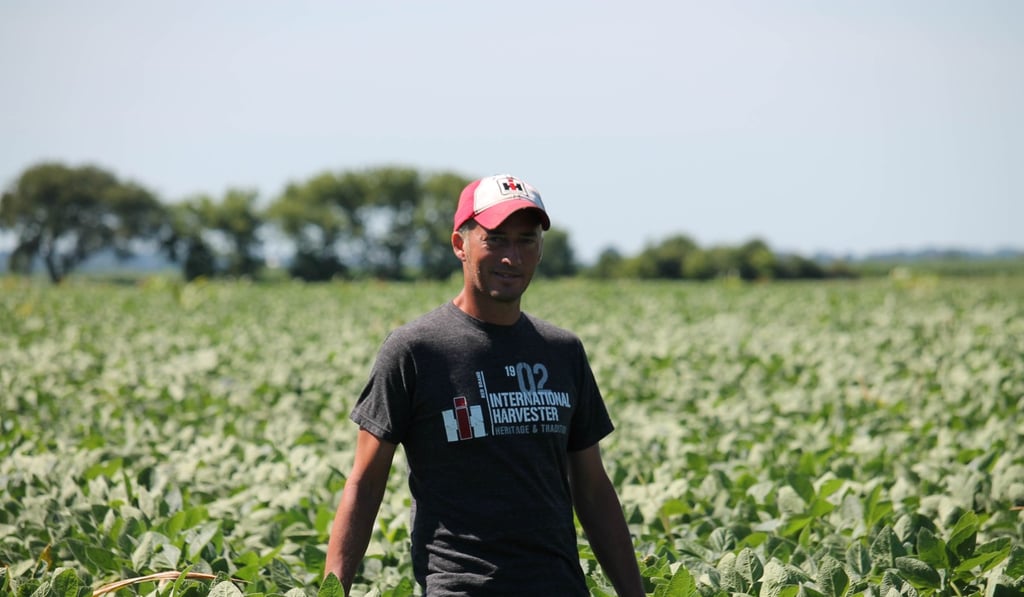 A farmer walks through his soy fields on July 6 in Harvard, Illinois. Photo: AFP
