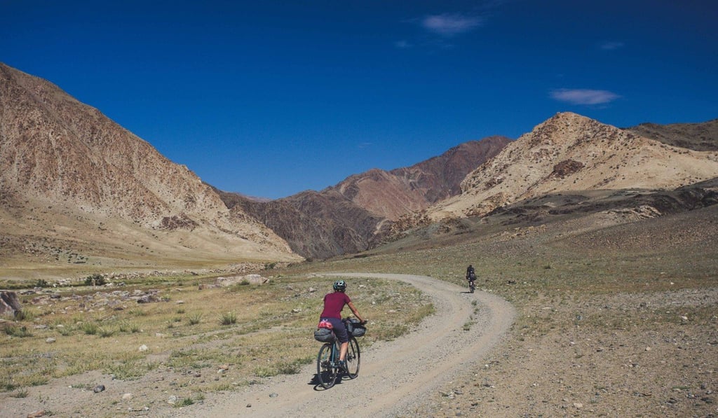 Bikepacking on a gravel bike across the Altai Mountains in China. Photo: Ed Shoote
