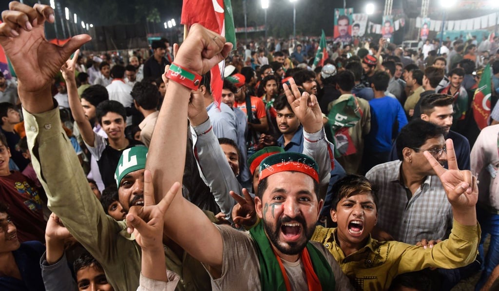 Imran Khan supporters in Lahore, Pakistan. Photo: AFP