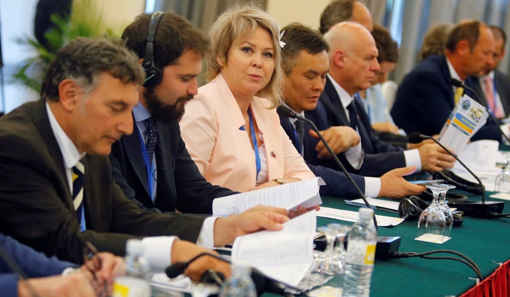 Foreign observers at a meeting with the National Election Committee of Cambodia in Phnom Penh on July 28, 2018. Photo: Reuters