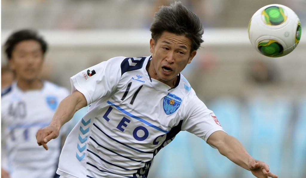 Kazuyoshi Miura of Yokohama FC during a J-League match against Tokyo Verdy. Photo: Kyodo