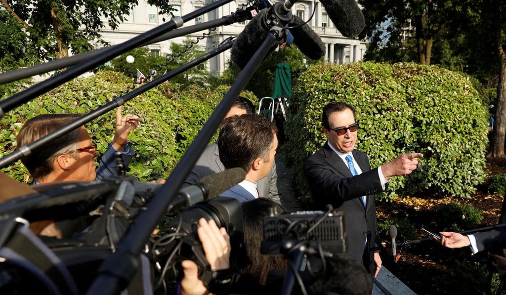US Treasury Secretary Steve Mnuchin speaks to reporters at the White House in Washington last Thursday. Photo: Reuters