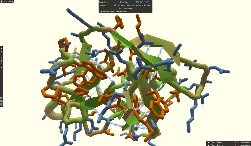 Foldit is an online game that lets players collaborate and compete in predicting the structure of protein molecules. Photo: Foldit