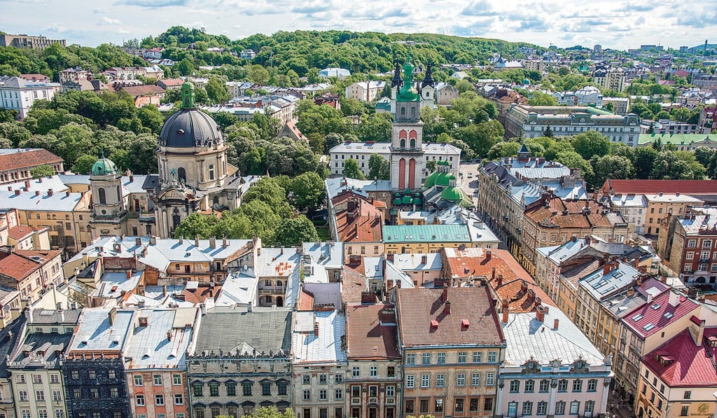 The view from Town Hall Tower in Lviv, Ukraine. Picture: Tim Pile