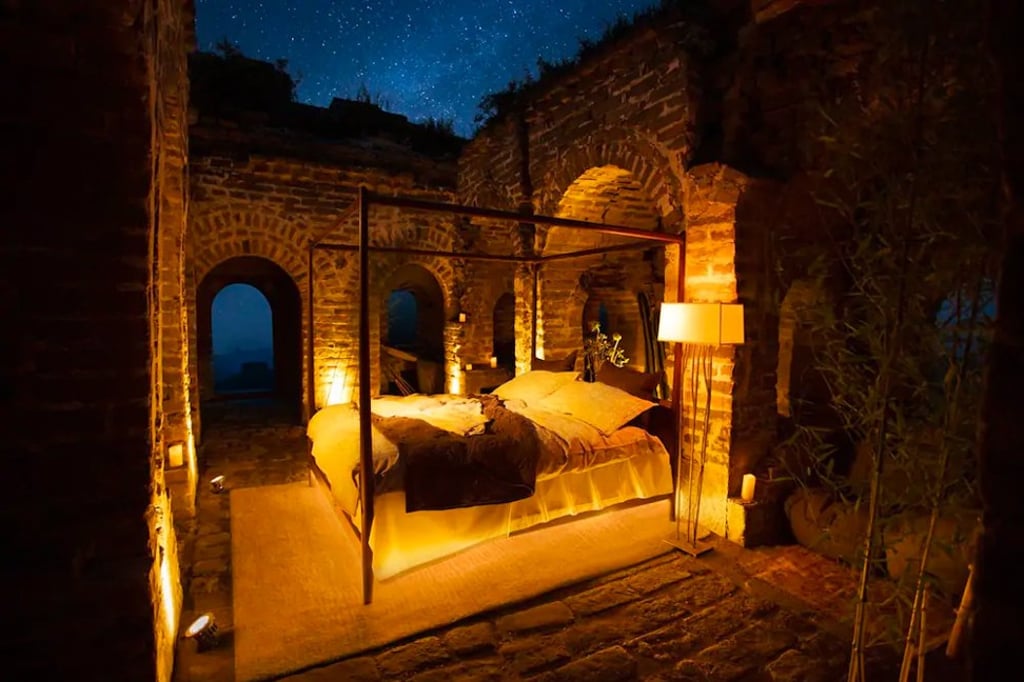 The bedroom is custom-designed.