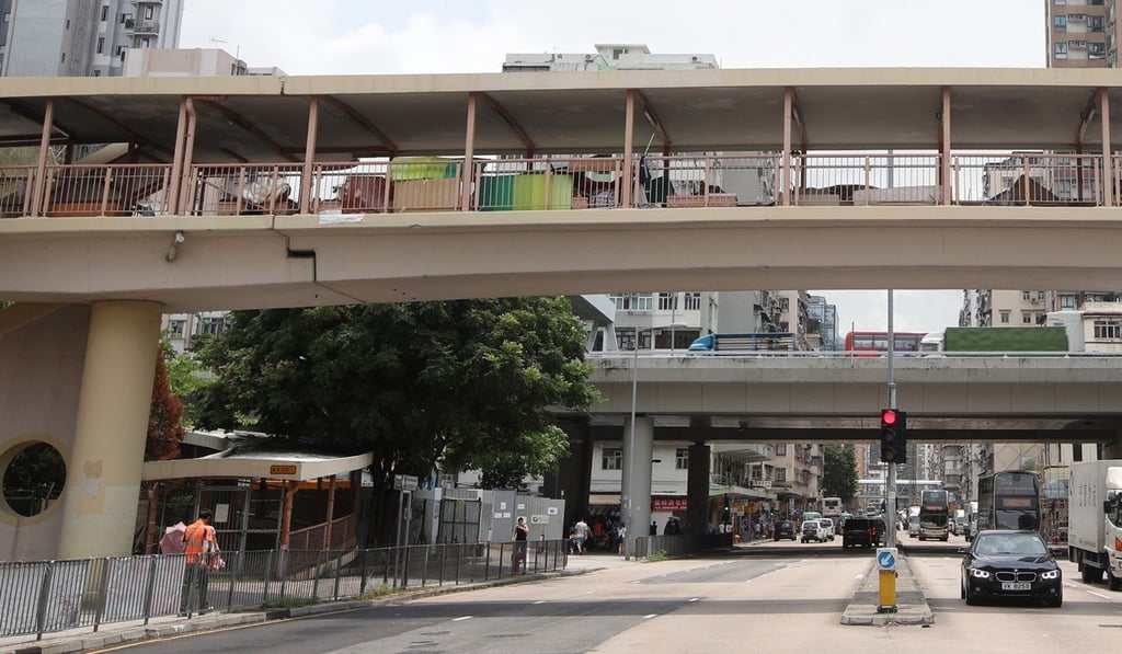 The footbridge over Yen Chow Street, Sham Shui Po, from which homeless Hongkongers were recently cleared. Photo: Edward Wong