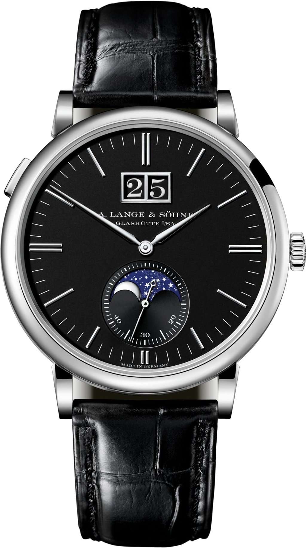 The A. Lange & Söhne Saxonia Moon Phase in white gold.