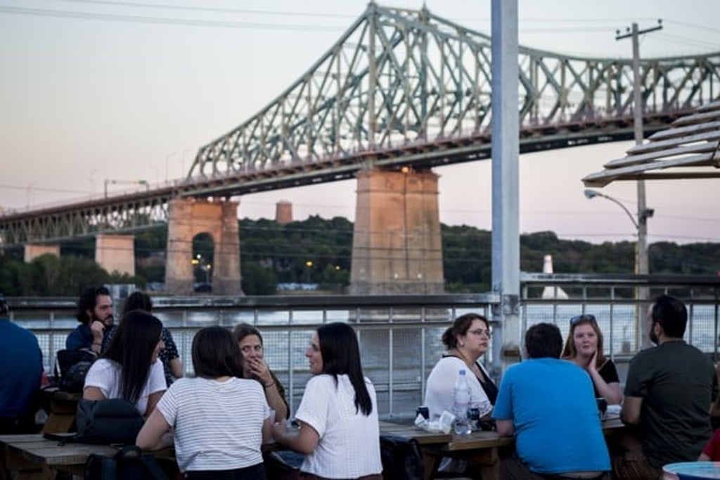 People hanging out at Village au Pied-du-Courant in Montreal. Photo: Chris DeWolf