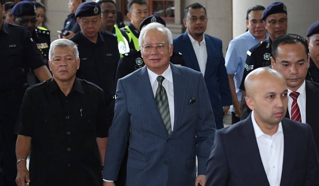 Malaysia’s former prime minister Najib Razak arrives at the court complex in Kuala Lumpur. Photo: AFP Malaysia’s former prime minister Najib Razak arrives at the court complex in Kuala Lumpur. Photo: AFP