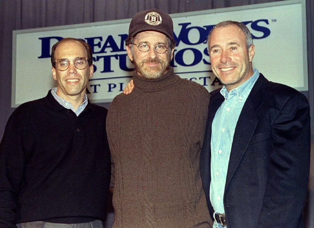 The creators of DreamWorks SKG -- Jeffrey Katzenberg (L), Steven Spielberg (C) and David Geffen (R) -- in Los Angeles on December 13, 1998. Photo: REUTERS/Fred Prouser/File
