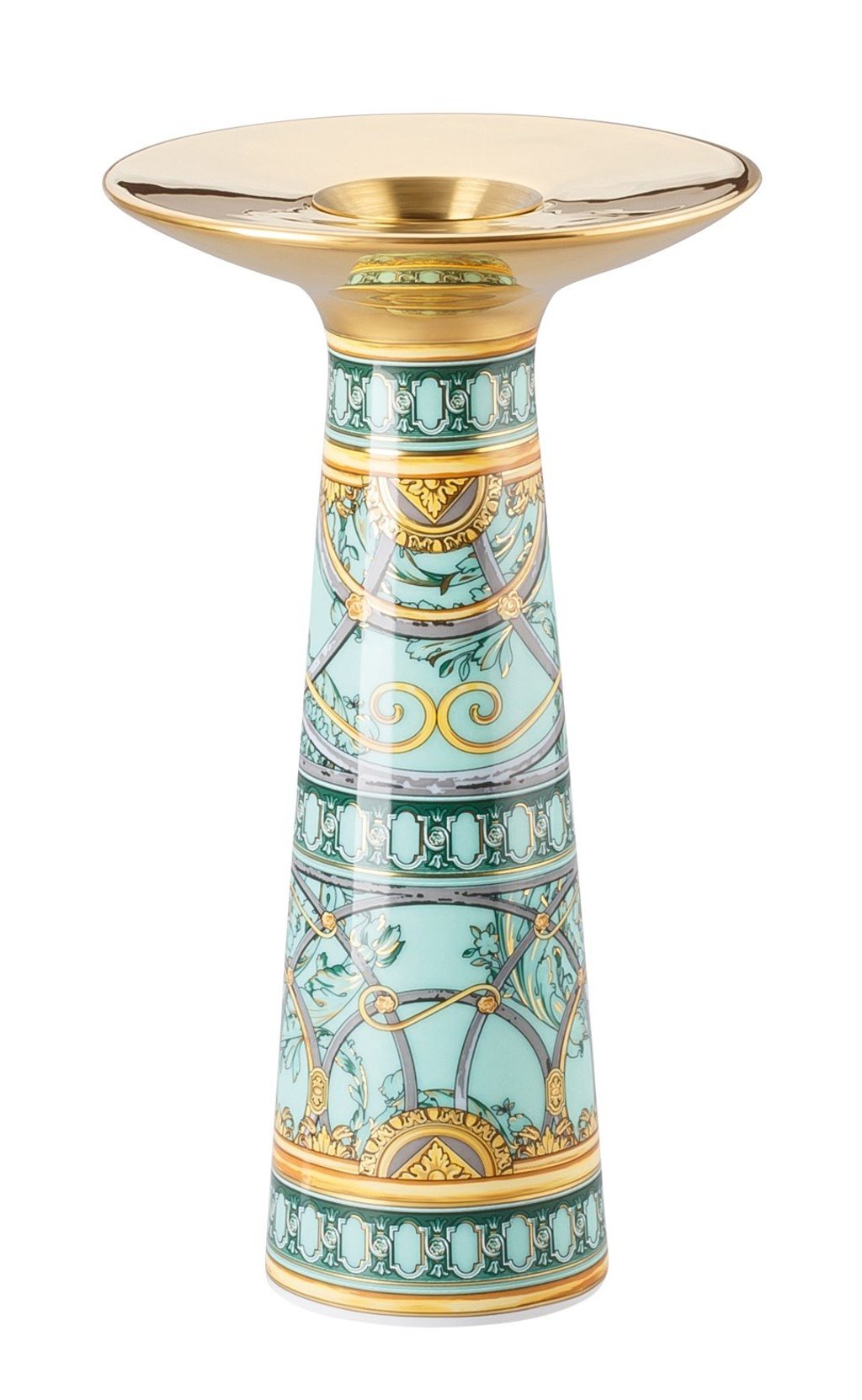 Versace. This vase with historic patterns from the “La Scala del Palazzo” collection is inspired by the marble staircases of the Palazzo Versace in Milan. It can also be used as a candle stand, HK$3,000 Versace. This vase with historic patterns from the “La Scala del Palazzo” collection is inspired by the marble staircases of the Palazzo Versace in Milan. It can also be used as a candle stand, HK$3,000