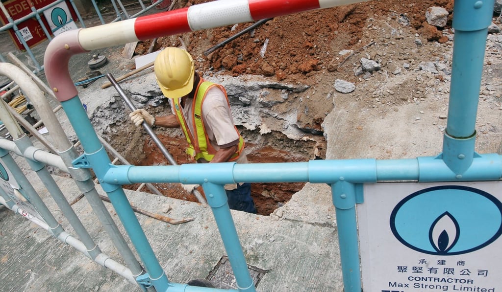 A worker repairs a Towngas pipeline in Tai Po. Photo: David Wong