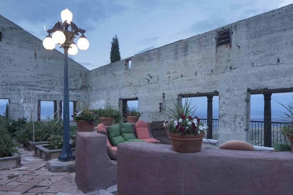 The third floor of the former miners’ hotel was turned into an open-air roof terrace by the owners. Photo: Sotheby's International Realty The third floor of the former miners’ hotel was turned into an open-air roof terrace by the owners. Photo: Sotheby's International Realty