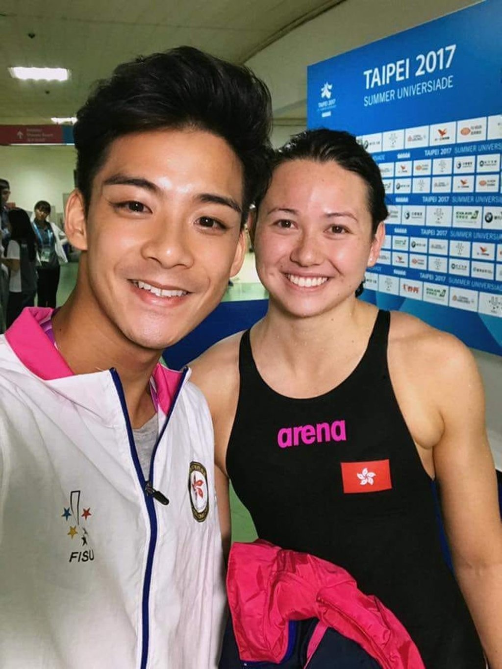 Dickson Yu with top Hong Kong swimmer Siobhan Haughey at the 2017 World University Games in Taipei. Photo: Facebook Dickson Yu with top Hong Kong swimmer Siobhan Haughey at the 2017 World University Games in Taipei. Photo: Facebook