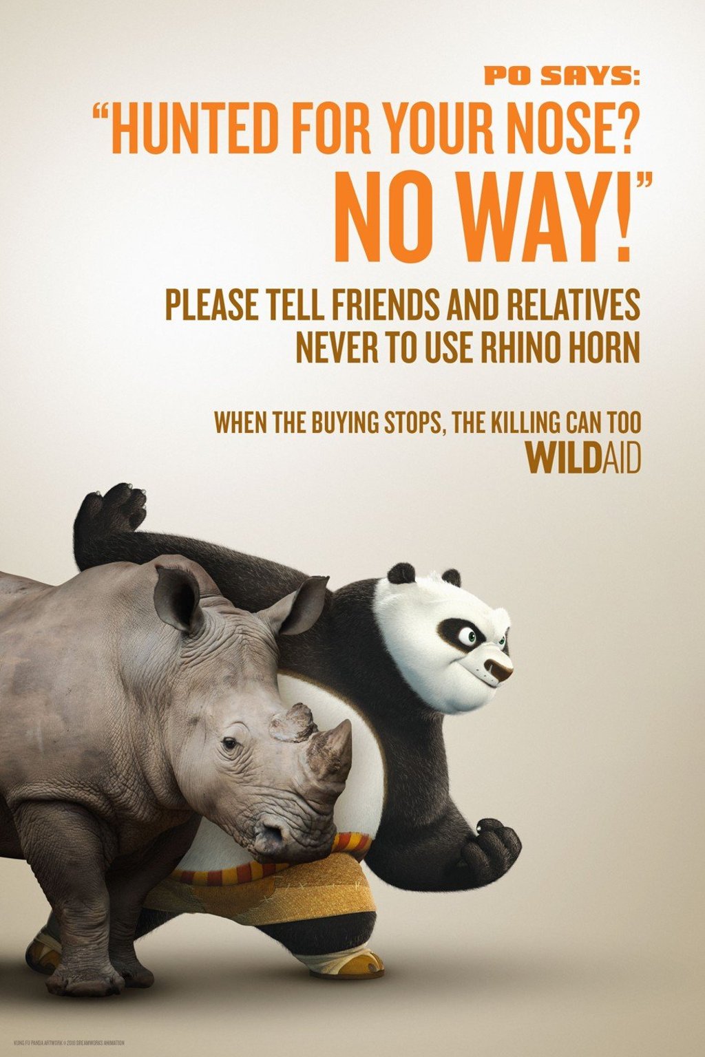 A poster campaign featuring WildAid’s newest ambassador, Po Ping from the Kung Fu Panda films.