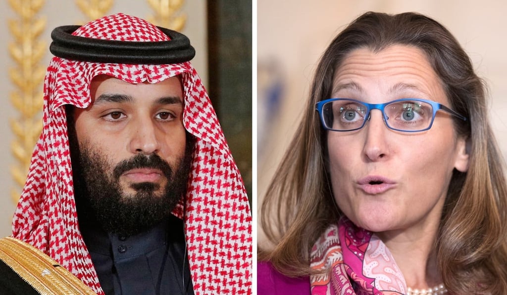 Saudi Crown Prince Mohammed bin Salman and Canadian Foreign Minister Chrystia Freeland. Photo: EPA Saudi Crown Prince Mohammed bin Salman and Canadian Foreign Minister Chrystia Freeland. Photo: EPA