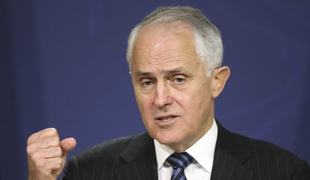 Australian Prime Minister Malcolm Turnbull speaks in Sydney. Turnbull has showed a harder line than his predecessor Tony Abbott, also of the Liberal Party, on China’s influence in Australia and the Pacific. Photo: AP