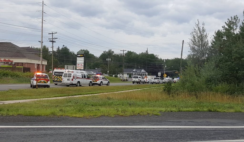 Emergency vehicles at the Brookside Drive area in Fredericton. Photo: Reuters