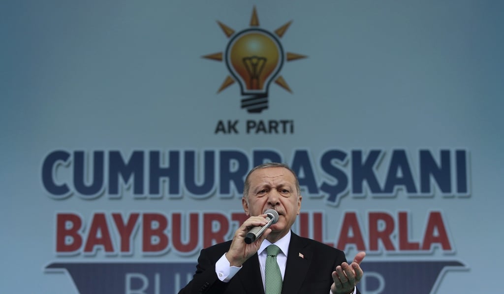 Turkey's President Recep Tayyip Erdogan addressing his supporters on Friday in Bayburt. He said Turkey would win “an economic war”. Photo: Presidential press service via AP Turkey's President Recep Tayyip Erdogan addressing his supporters on Friday in Bayburt. He said Turkey would win “an economic war”. Photo: Presidential press service via AP