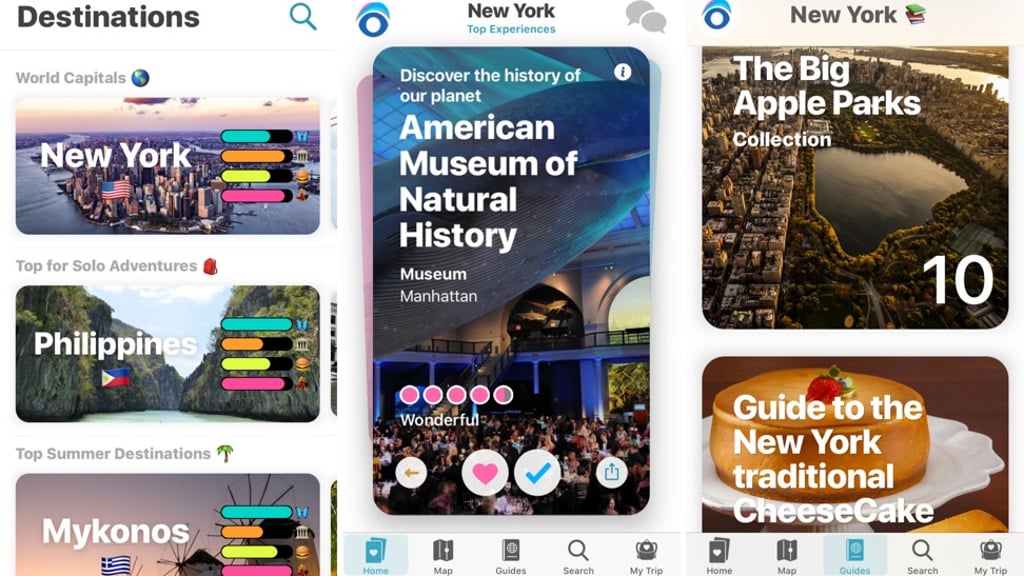 Blink allows you tap the heart icon to add it to your trip, or swipe to ditch it. It then compiles your itinerary.