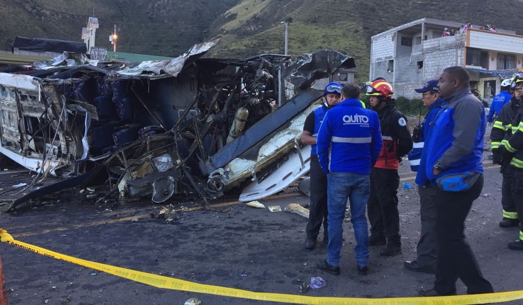 The site of a traffic accident east of Quito, Ecuador, on Tuesday. Photo: Metropolitan Emergency Operations Center