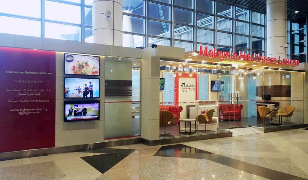 A Malaysia Healthcare Travel Council lounge at the Kuala Lumpur International Airport. The council tells clients it provides them with service ‘at every point of their journey from pre-treatment to post-treatment’. Photo: Handout