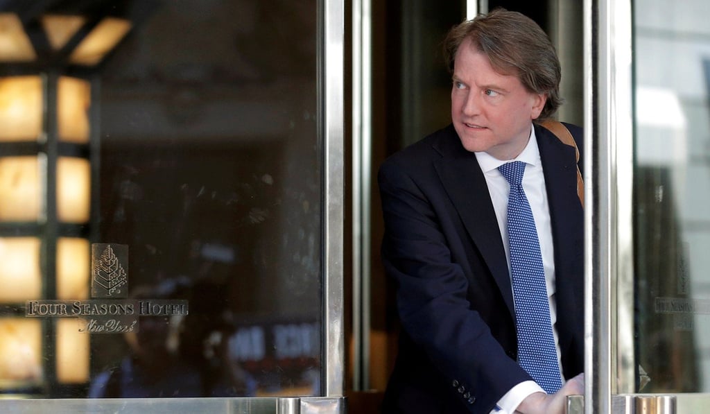 McGahn described US President Donald Trump’s furore toward the Russia investigation and the ways in which the president urged him to respond to it. Photo: Reuters