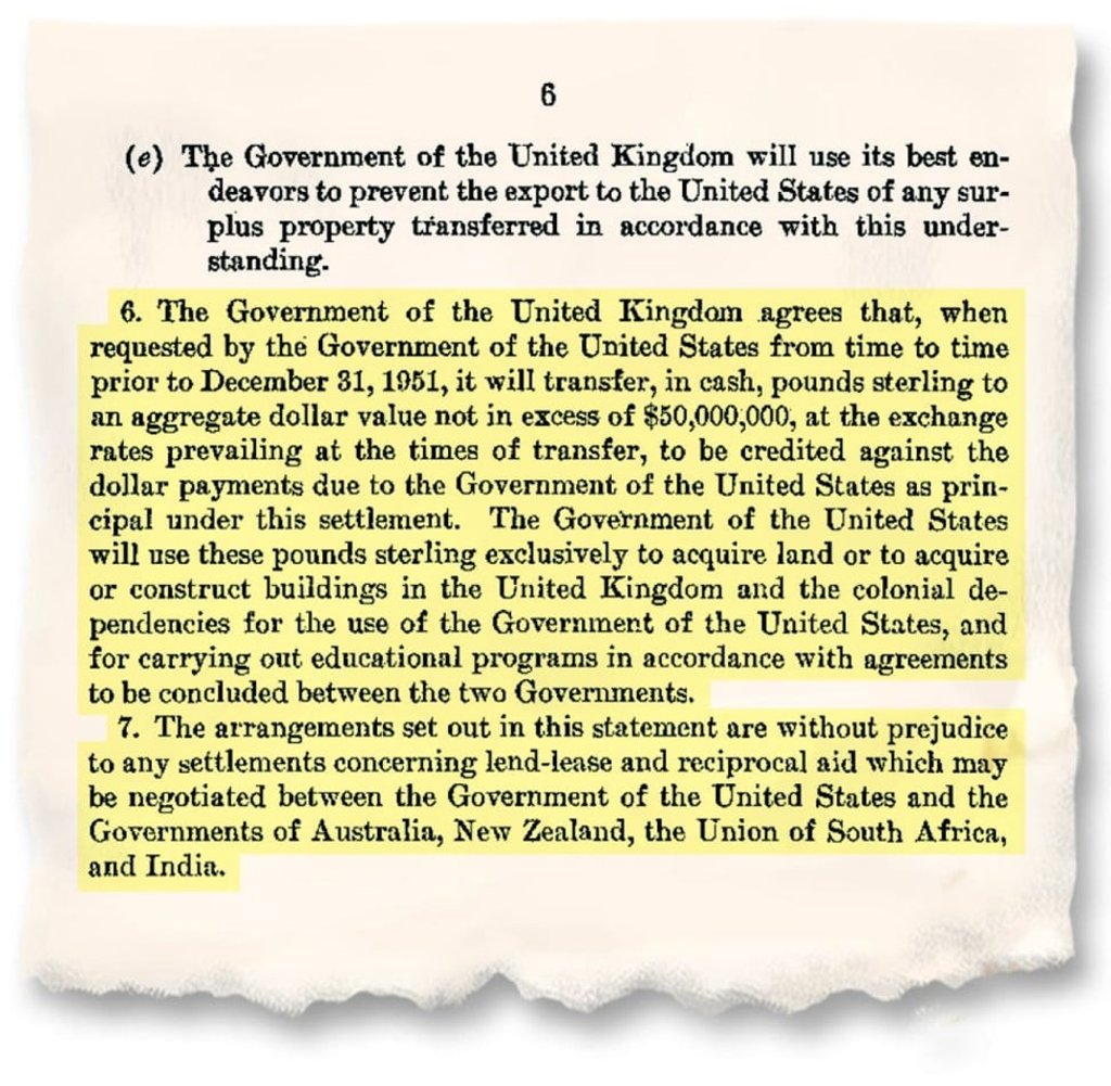 A copy of Clause 6 of the Joint Statement on Lend-Lease attached to the Anglo-American Financial Agreement. Photo: UK archive