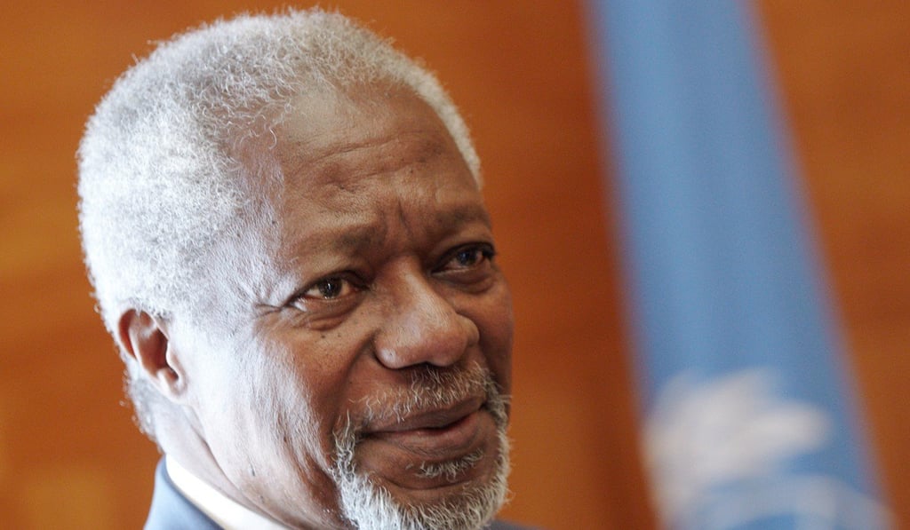Annan in 2012. He also oversaw peacekeeping during the Srebrenica massacre that left thousands of Muslims dead during the Balkans War.