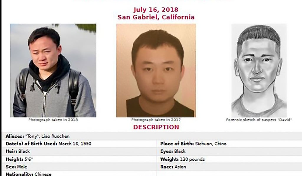 An FBI poster shows Tony Liao Ruochen (left and centre), and one of his suspected abductors, “DSavid” (right). Photo: AFP An FBI poster shows Tony Liao Ruochen (left and centre), and one of his suspected abductors, “DSavid” (right). Photo: AFP