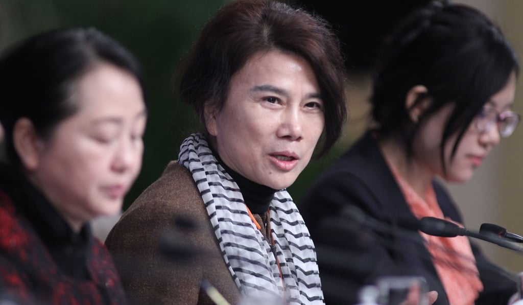 Dong Mingzhu, the chairwoman of Gree Group and a deputy to the 12th National People’s Congress, speaks at a press conference for the NPC session on gender equality in Beijing in March 2015. Dong, who has since stepped down as group chairwoman, is one of China’s best-known businesswomen. Forbes ranked her fourth in its “Asia’s 50 Power Businesswomen” list for 2015. Photo: Simon Song Dong Mingzhu, the chairwoman of Gree Group and a deputy to the 12th National People’s Congress, speaks at a press conference for the NPC session on gender equality in Beijing in March 2015. Dong, who has since stepped down as group chairwoman, is one of China’s best-known businesswomen. Forbes ranked her fourth in its “Asia’s 50 Power Businesswomen” list for 2015. Photo: Simon Song