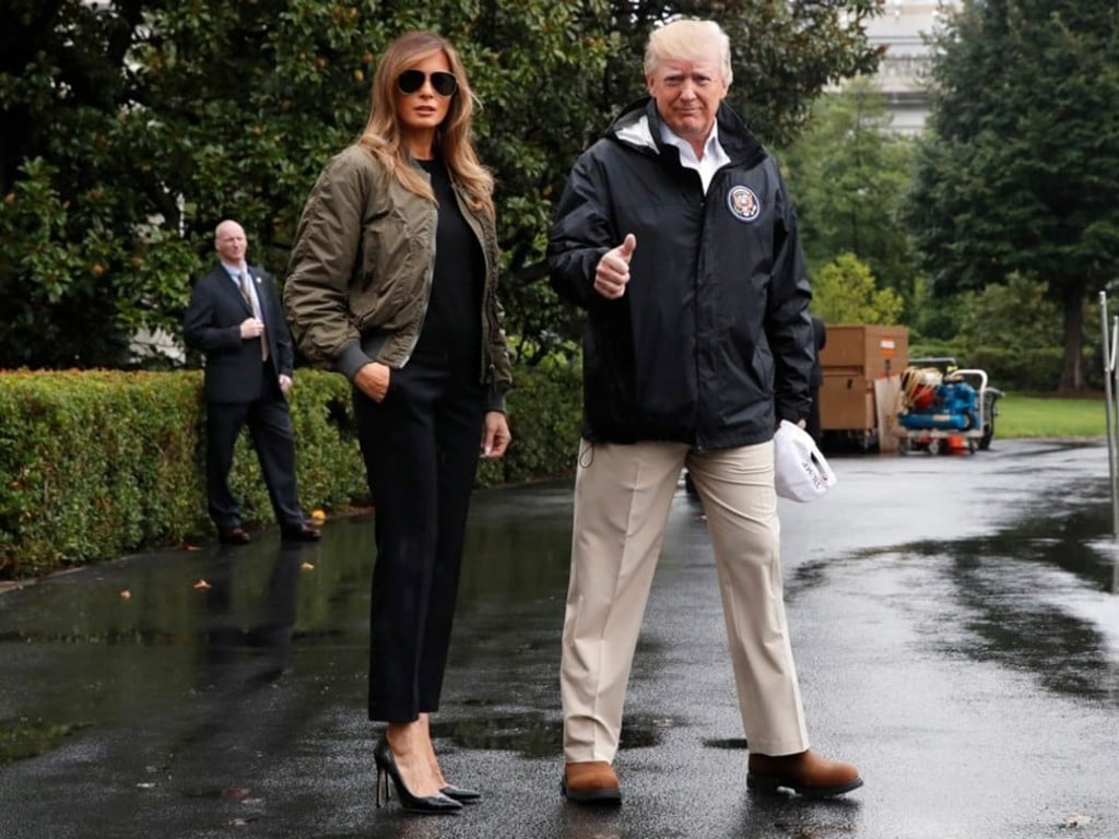 Some people criticised Melania Trump’s insensitivity for wearing expensive designer heels when she accompanied her husband, US President Donald Trump, on a trip to survey the response to Hurricane Harvey in Texas in 2017. Photo: Jacquelyn Martin/AP