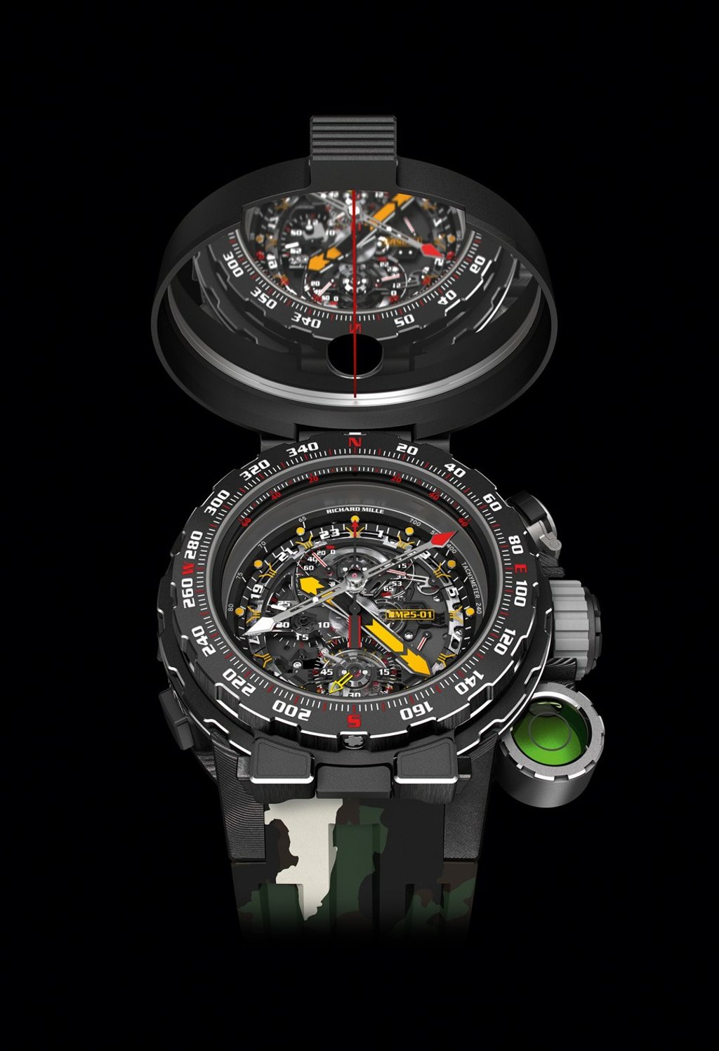 FFive water purification tablets are hermetically sealed inside the RM 25-01 Adventure tourbillon chronograph. FFive water purification tablets are hermetically sealed inside the RM 25-01 Adventure tourbillon chronograph.