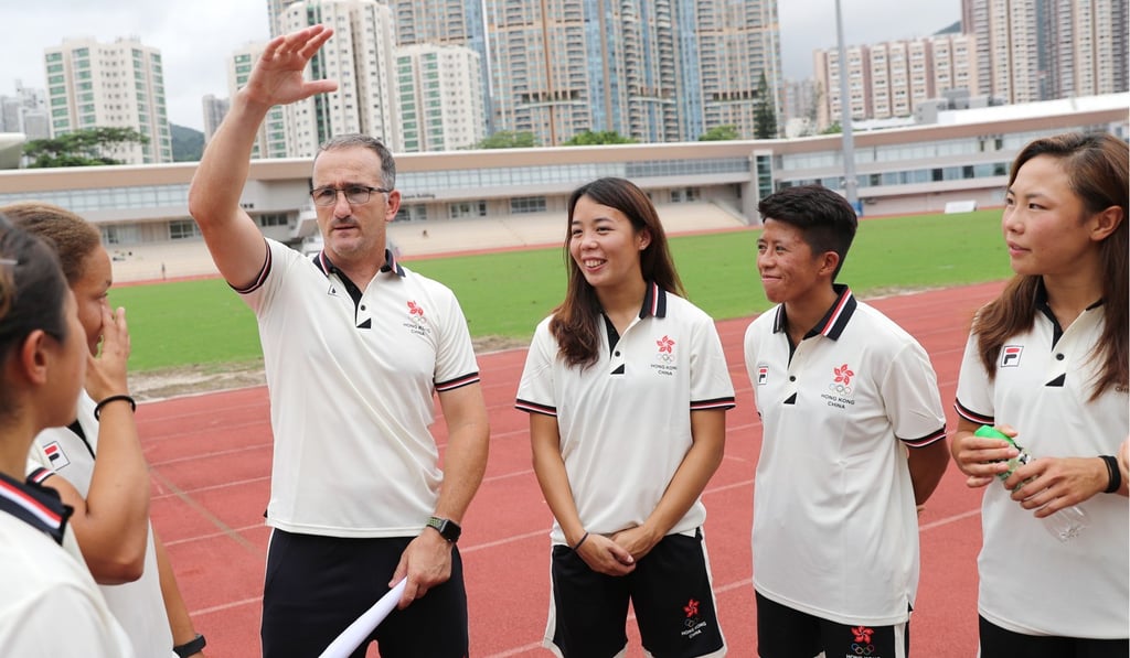 Coach Paul John, Kwong Sau-Yan, Stephanie Chan Chor-ki, and Nam Ka-man share a light moment before they head to Indonesia next week.