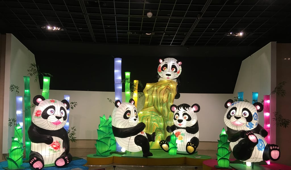 Panda lanterns on display at the China Giant Panda International Culture Week Exhibition. Lanterns will be a common sight next month as China marks the Mid-Autumn Festival. Photo: Elaine Yau