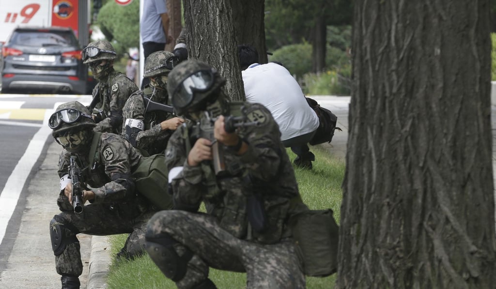 South Korean soldiers conduct an anti-terror drill as part of the Ulchi Freedom Guardian exercise in Seoul in 2016. Photo: AP